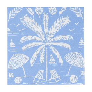 Caspari Palms And Parasols Ocean Cocktail Napkins - 20 Per Package