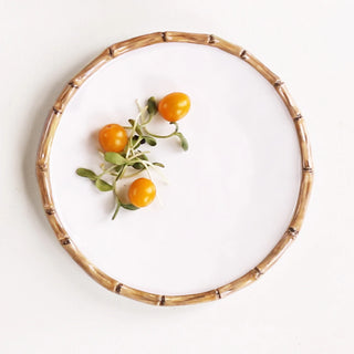 VIDA Bamboo 9" Salad Plate Set of 4 (White and Natural)