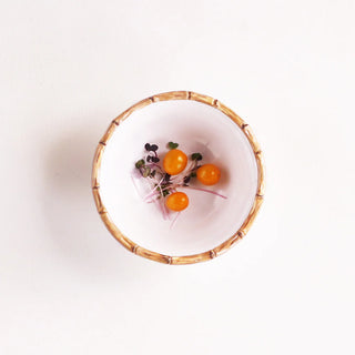 VIDA Bamboo 7.5" Cereal Bowl Set of 4 (White and Natural)