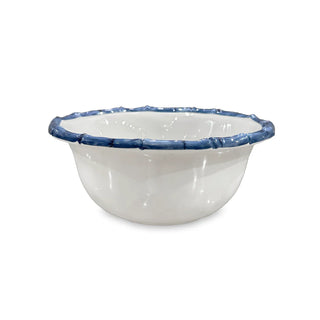 VIDA Bamboo 7.5" Cereal Bowl Set of 4 (White and Blue)