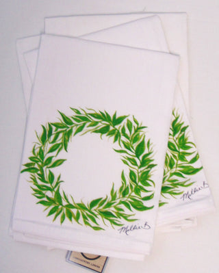 Limited Edition Wreath on White Flour Sack Napkins