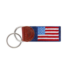 Load image into Gallery viewer, Smathers &amp; Branson Needlepoint Key Fob - American Flag (Navy)
