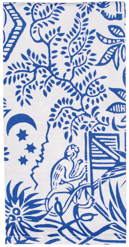 Caspari Pagoda Toile Blue/white Fabric Cotton Napkin-Set Of 4