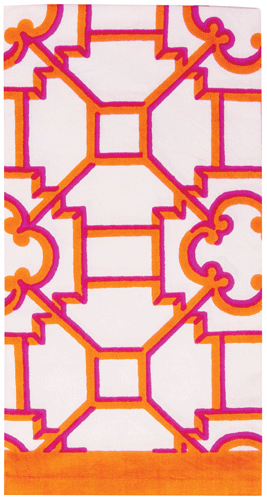 Caspari Garden Trellis Fuchsia/orange Napkin  Cotton Napkin-Set Of 4
