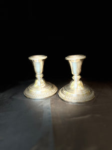 Pair of Frank Whiting Sterling Candlesticks with Glass Compotes