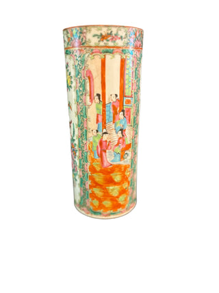 Vintage Rose Medallion Cylinder Vase