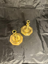 Load image into Gallery viewer, Antique Pair of Spanish Twisted Barley Brass Candlesticks
