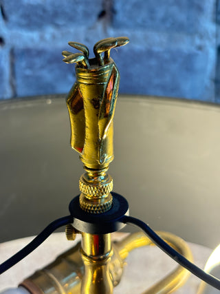 Vintage Brass Lamp With Black Metal Shade