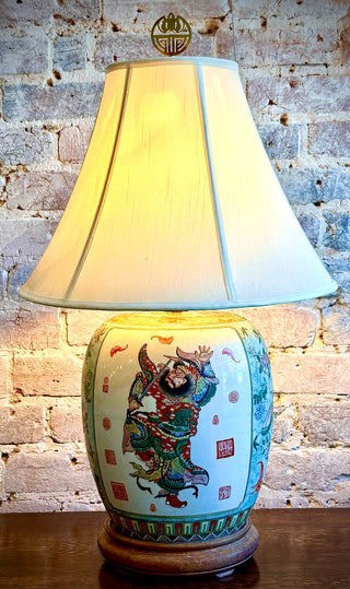 Vintage Chinoiserie Warrior Lamp