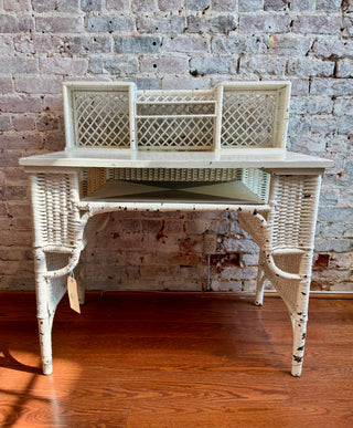 Antique White Wicker Writing Desk