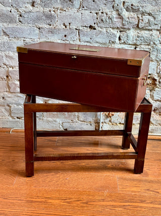 Vintage Leather Campaign Box On Stand