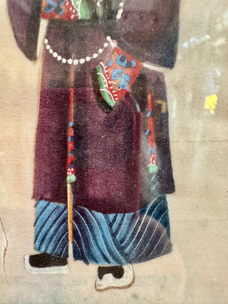 Pair of Royalty Pith Paintings - Black Frames