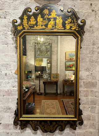 Vintage LaBarg Chinoiserie Black & Gold Mirror