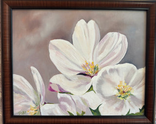 'White Blossoms' Original Framed Painting by Terri Hall