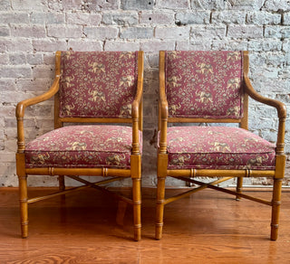 Pair of Faux Bamboo Hickory Chairs