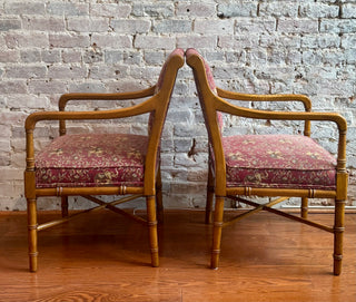 Pair of Faux Bamboo Hickory Chairs
