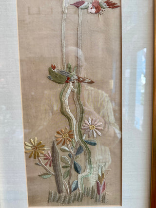 Pair Chinese Silk Embroidery