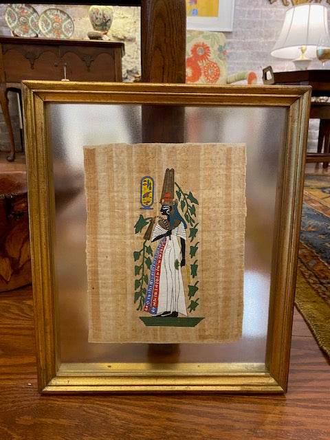 Pair Framed Egyptian Papyrus Paintings
