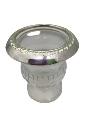 Sterling and Pressed Glass Tooth Pick Holder.