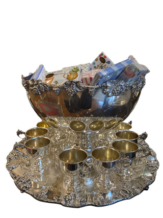 Silver over Copper Webster Wilcox Punch Bowl Set