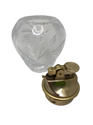 Vintage Crystal and Brass Lighter.