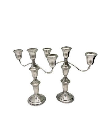 DS Spaulding Pair Vintage Sterling Silver Weighted Candelabras