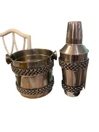 Vintage Metal Shaker and Ice Bucket.