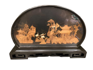 Large Cork Diorama in Black Lacquer Frame