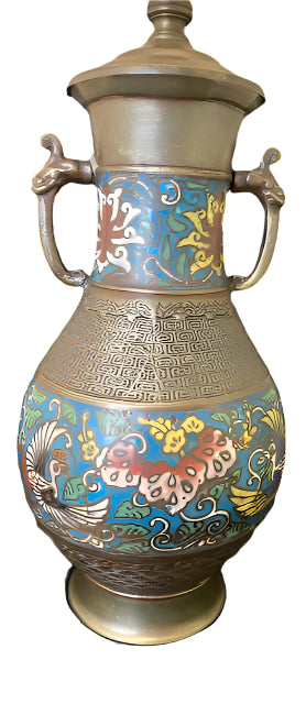 Vintage Champleve Lamp