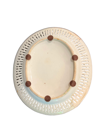 Reticulated Antique Rose Medallion Porcelain Bowl and Plate