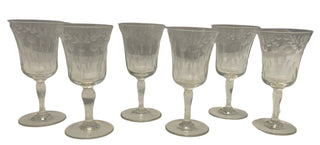 Set of 6 MCM Standard Glass Etched Cordials.