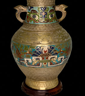 Antique Champleve' Lamp