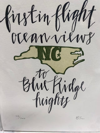 North Carolina Print - "First In Flight Ocean Views to Blue Ridge Heights"