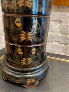 Vintage Black and Gold Chinoiserie Lamp