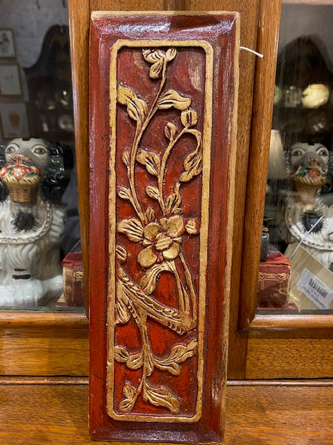 Chinese Wood Carved Dogwood Blossom Panel