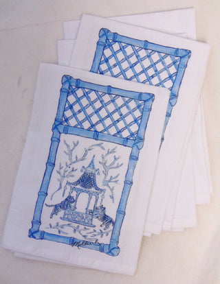 Limited Edition Watercolor Bamboo Tigers Flour Sack Napkins