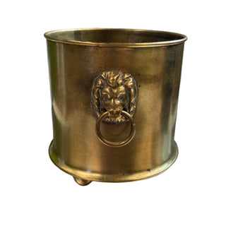 Vintage Brass Planter with Lion Handles