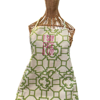 "I Say Fuck A Lot" Garden Trellis Green Caspari Apron