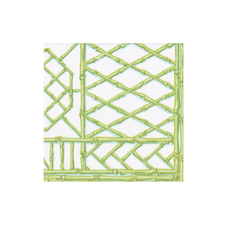 Bamboo Screen Moss Green Paper Linen Boxed Cocktail Napkins