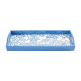 Pagoda Toile Lacquer Bar Tray in Blue