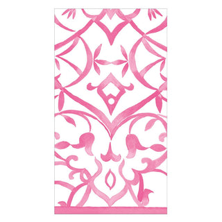 Caspari Paper Guest Towel Napkins - Algarve (Fuchsia)