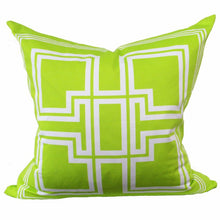 Load image into Gallery viewer, Greek Key Lime Green Pillow - Chestnut Lane Antiques &amp; Interiors - 1
