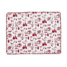 Load image into Gallery viewer, Set of 4 Winter Toile Placemats with Pom Pom Trim
