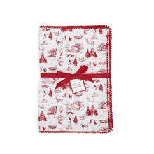 Load image into Gallery viewer, Set of 4 Winter Toile Placemats with Pom Pom Trim
