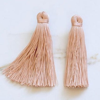 Beaded by W Medium Tassel Earrings - Blush Pink