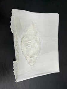 Hand Crocheted Linen Monogrammed "W" Tea Towel