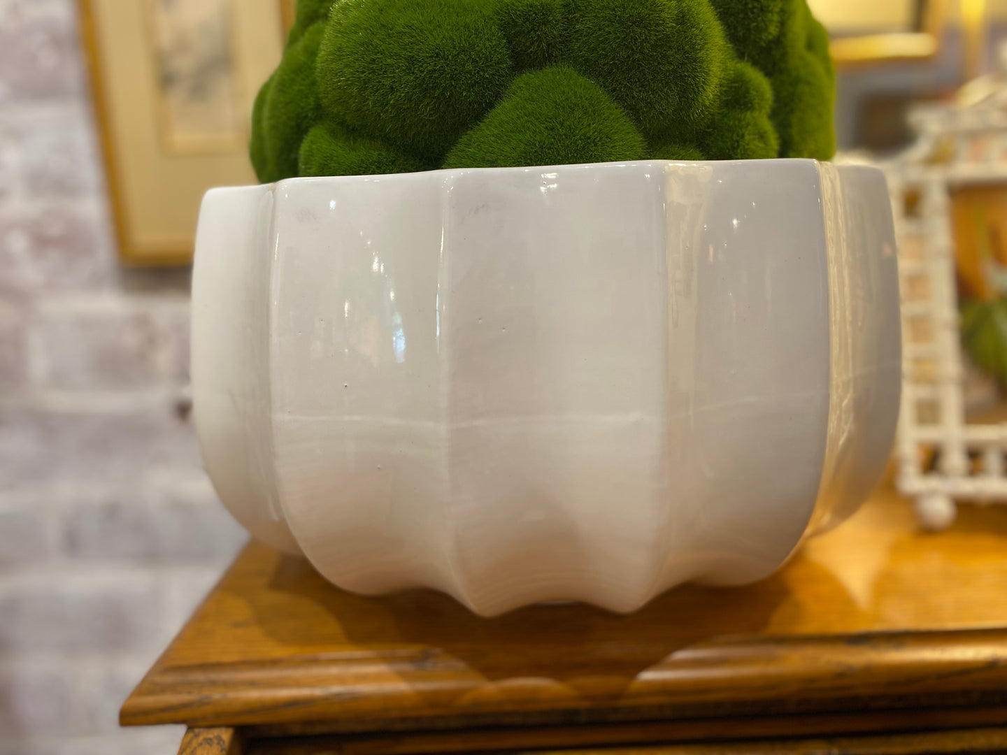 Mid-Century Style Large Scalloped Ceramic Bowl
