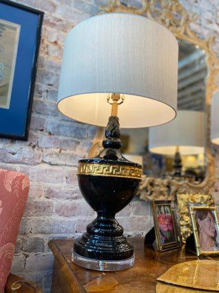 Pair of Fredrick Cooper Lamps with Greek Key and Luctie Base