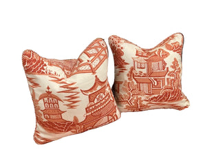 Custom Schumacher Pillow - Nanjing Coral