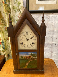 E. N. Welch Mantle Clock with Reverse Painting